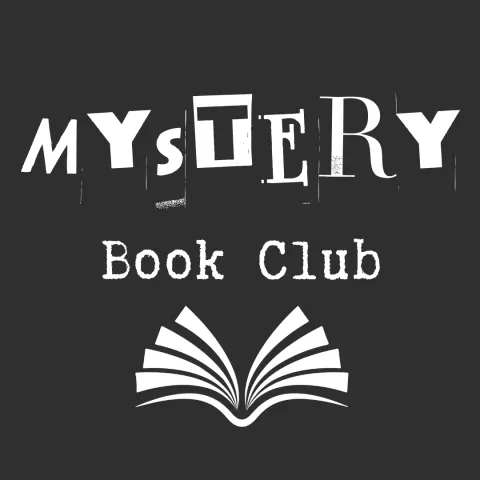 Mystery Book Club in white above the AWTPL logo on a black background